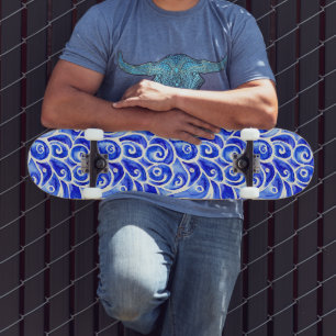 Blaues und weißes Abstraktes Muster für die Curry- Skateboard
