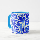 Blaues und weißes Abstraktes Muster für die Curry- Tasse (Vorderseite Links)