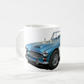 Blaues und weißes Austin Healey 3000 Sportwagen Kaffeetasse (Vorderseite Links)