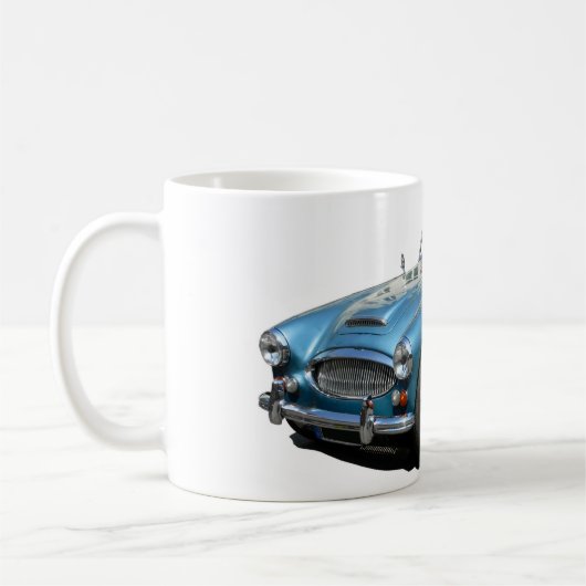 Blaues und weißes Austin Healey 3000 Sportwagen Kaffeetasse (Links)