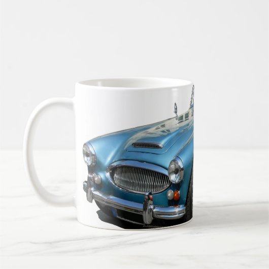 Blaues und weißes Austin Healey 3000 Sportwagen Kaffeetasse (Links)