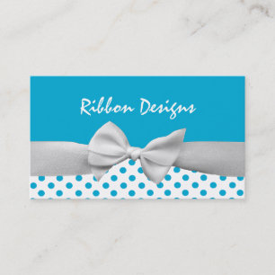 Blaues und weißes Band und Tupfen Visitenkarte