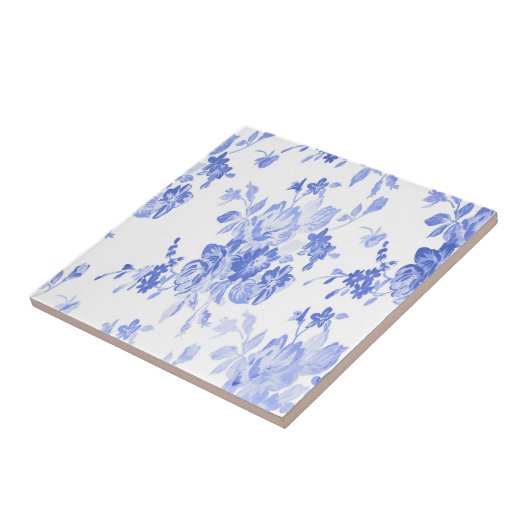 Blaues und weißes Blumen-Muster Fliese (Seite)