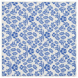 Blaues und weißes Blumendamast-Muster-Gewebe Stoff