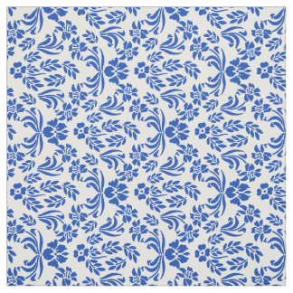 Blaues und weißes Blumendamast-Muster-Gewebe Stoff