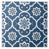 Blaues und weißes Blumenmosaikmuster Fliese (Vorderseite)