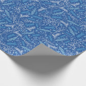 Blaues und weißes botanisches Muster Geschenkpapier (Ecke)