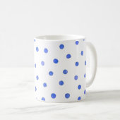 Blaues und weißes Confetti-Punkt-Muster Kaffeetasse (VorderseiteRechts)