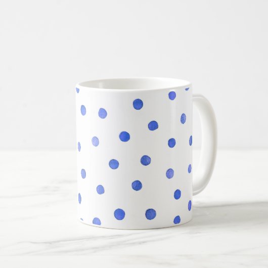 Blaues und weißes Confetti-Punkt-Muster Kaffeetasse (VorderseiteRechts)