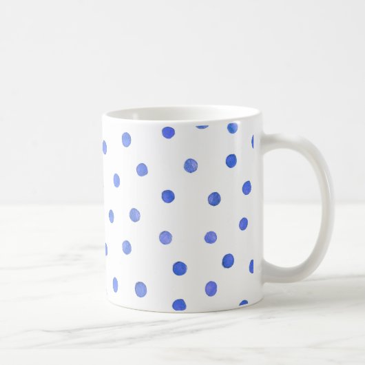Blaues und weißes Confetti-Punkt-Muster Kaffeetasse (Rechts)