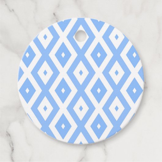 Blaues und weißes Diamantmuster Geschenkanhänger (Vorderseite)