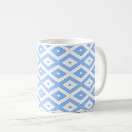 Blaues und weißes Diamantmuster Kaffeetasse (VorderseiteRechts)