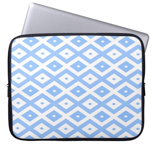 Blaues und weißes Diamantmuster Laptopschutzhülle (Vorderseite)