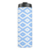 Blaues und weißes Diamantmuster Thermosbecher (Vorderseite)