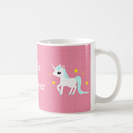 Blaues und weißes Einhorn spielt kundengerechtes Kaffeetasse (Rechts)