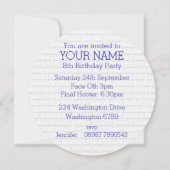 Blaues und weißes einladung (Rückseite)