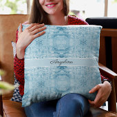 Blaues und weißes Federmuster, anpassbar Kissen