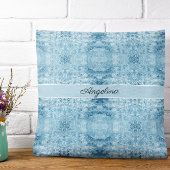 Blaues und weißes Federmuster, anpassbar Kissen