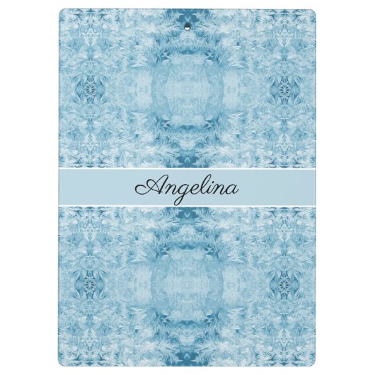 Blaues und weißes Federmuster, anpassbar Klemmbrett (Rückseite)