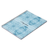 Blaues und weißes Federmuster, anpassbar Notizblock (Linke Seite)