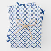 Blaues und weißes geometrisches Muster Geschenkpapier Set (Beispiel)