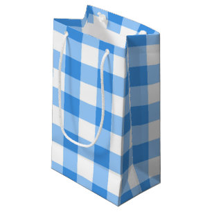Blaues und weißes Gingham-Karo-Muster Kleine Geschenktüte