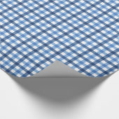 Blaues und weißes Ginghammuster-Packpapier Geschenkpapier (Ecke)