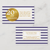 Blaues und weißes Goldaufkleber-Rabatt-Kupon-Karte Rabattkarte (Vorne/Hinten)