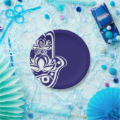 Blaues und weißes Hamsa Pappteller (Party)