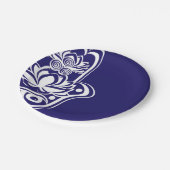 Blaues und weißes Hamsa Pappteller (Schrägansicht)