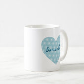 Blaues und weißes Herz Kaffeetasse (VorderseiteRechts)
