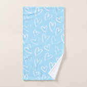 Blaues und weißes Herzmuster Badhandtuch Set (Handtuch)