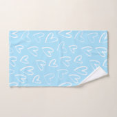 Blaues und weißes Herzmuster Badhandtuch Set (Handtuch)