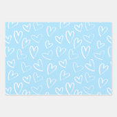 Blaues und weißes Herzmuster Geschenkpapier Set (Vorderseite 3)