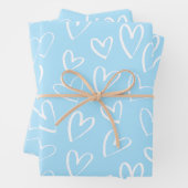 Blaues und weißes Herzmuster Geschenkpapier Set (Beispiel)