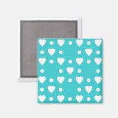 Blaues und weißes Herzmuster Magnet (Vorderseite/Rückseite)
