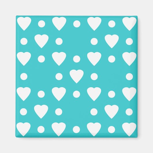 Blaues und weißes Herzmuster Magnet (Vorne)