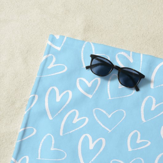 Blaues und weißes Herzmuster Strandtuch (Beispiel)