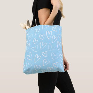 Blaues und weißes Herzmuster Tasche