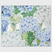 Blaues und weißes Hydrangea Geschenkpapier (Flach)