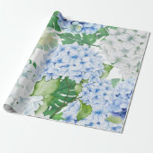 Blaues und weißes Hydrangea Geschenkpapier (Ungerollt)
