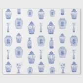 Blaues und weißes Ingwer-Glas-Packpapier Geschenkpapier (Flach)