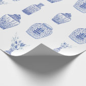Blaues und weißes Ingwer-Glas-Packpapier Geschenkpapier (Ecke)