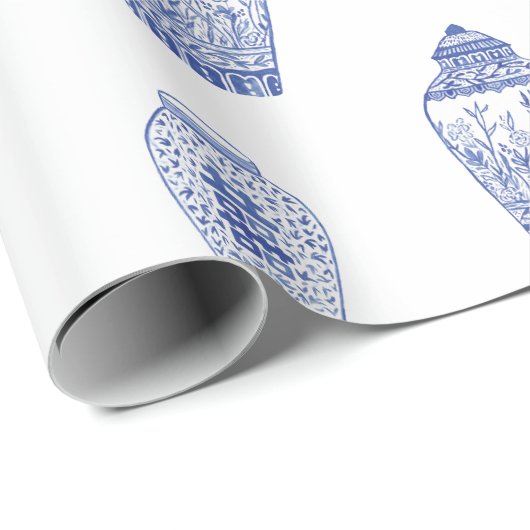 Blaues und weißes Ingwer-Glas-Packpapier Geschenkpapier (Rolleneckpunkt)