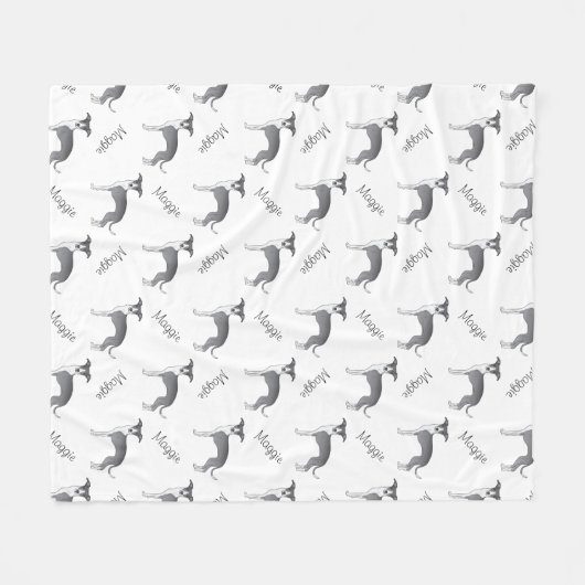 Blaues und weißes italienisches Greyhound-Muster m Fleecedecke (Vorderseite (Horizontal))