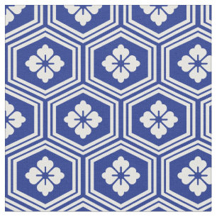 Blaues und weißes Kikkō-Motiv Stoff