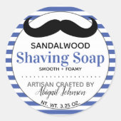 Blaues und weißes Kunsthandwerk - Etikett für Seif Runder Aufkleber (Vorderseite)