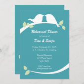 Blaues und weißes Liebe-Vogel-Proben-Abendessen Einladung (Vorne/Hinten)