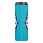 Blaues und weißes Mandel mit Kreaturen, Thermal Tu Thermosbecher (Rückseite)