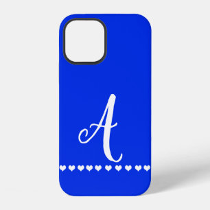 Blaues und weißes Monogramm-Initial iPhone 12 Hülle